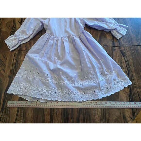 Vtg Love Sz 6? Girls Dress Eyelet Cotton Light Purple Prairie Cottagecore - Picture 7 of 11